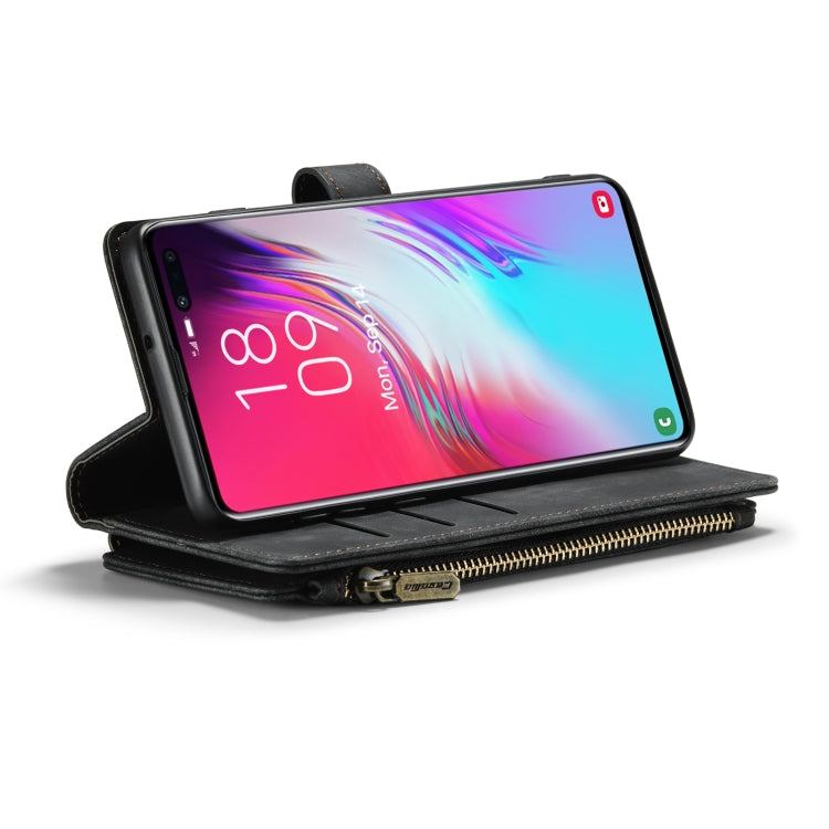 For Samsung Galaxy S10+ CaseMe-C30 PU + TPU Multifunctional Horizontal Flip Leather Case with Holder & Card Slot & Wallet & Zipper Pocket(Black)