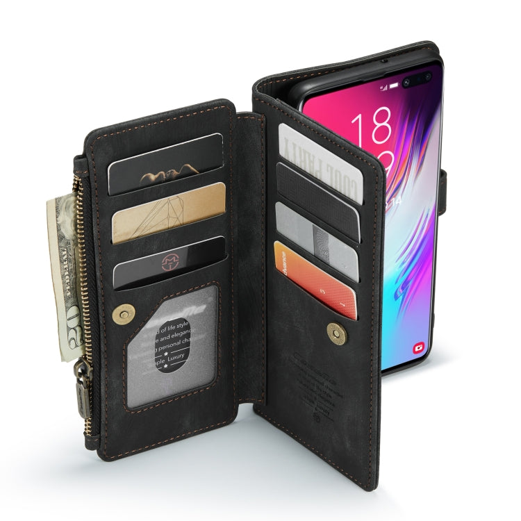 For Samsung Galaxy S10+ CaseMe-C30 PU + TPU Multifunctional Horizontal Flip Leather Case with Holder & Card Slot & Wallet & Zipper Pocket(Black)