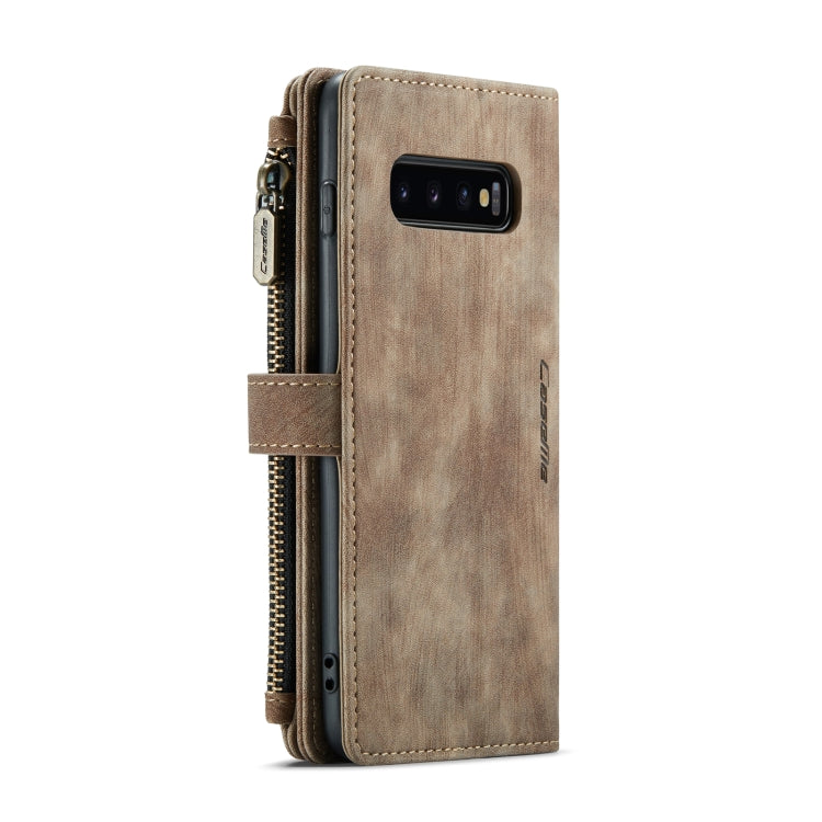 For Samsung Galaxy S10+ CaseMe-C30 PU + TPU Multifunctional Horizontal Flip Leather Case with Holder & Card Slot & Wallet & Zipper Pocket(Brown) - free shipping - PMC Jewellery - Order now!