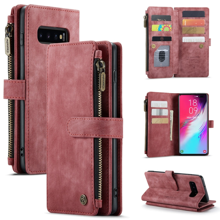 For Samsung Galaxy S10+ CaseMe-C30 PU + TPU Multifunctional Horizontal Flip Leather Case with Holder & Card Slot & Wallet & Zipper Pocket(Red) - free shipping - PMC Jewellery - Order now!