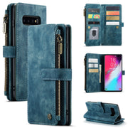 For Samsung Galaxy S10+ CaseMe-C30 PU + TPU Multifunctional Horizontal Flip Leather Case with Holder & Card Slot & Wallet & Zipper Pocket(Blue)