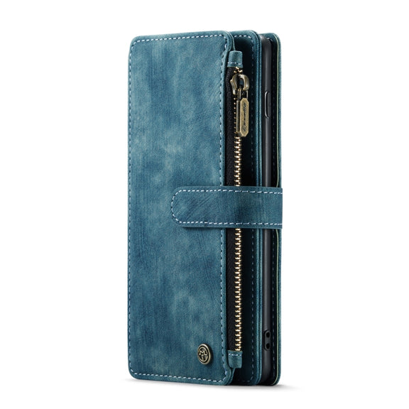 For Samsung Galaxy S10+ CaseMe-C30 PU + TPU Multifunctional Horizontal Flip Leather Case with Holder & Card Slot & Wallet & Zipper Pocket(Blue)