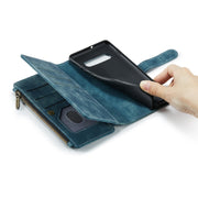 For Samsung Galaxy S10+ CaseMe-C30 PU + TPU Multifunctional Horizontal Flip Leather Case with Holder & Card Slot & Wallet & Zipper Pocket(Blue)