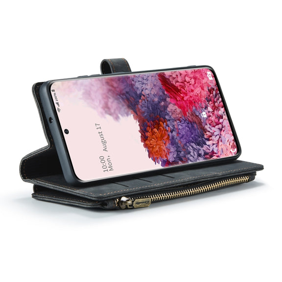 For Samsung Galaxy S20 5G CaseMe-C30 PU + TPU Multifunctional Horizontal Flip Leather Case with Holder & Card Slot & Wallet & Zipper Pocket(Black)