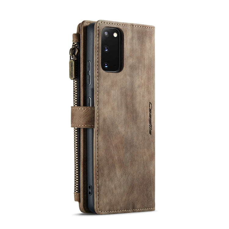 For Samsung Galaxy S20 5G CaseMe-C30 PU + TPU Multifunctional Horizontal Flip Leather Case with Holder & Card Slot & Wallet & Zipper Pocket(Brown)