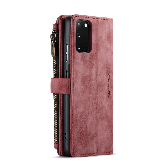 For Samsung Galaxy S20 5G CaseMe-C30 PU + TPU Multifunctional Horizontal Flip Leather Case with Holder & Card Slot & Wallet & Zipper Pocket(Red)