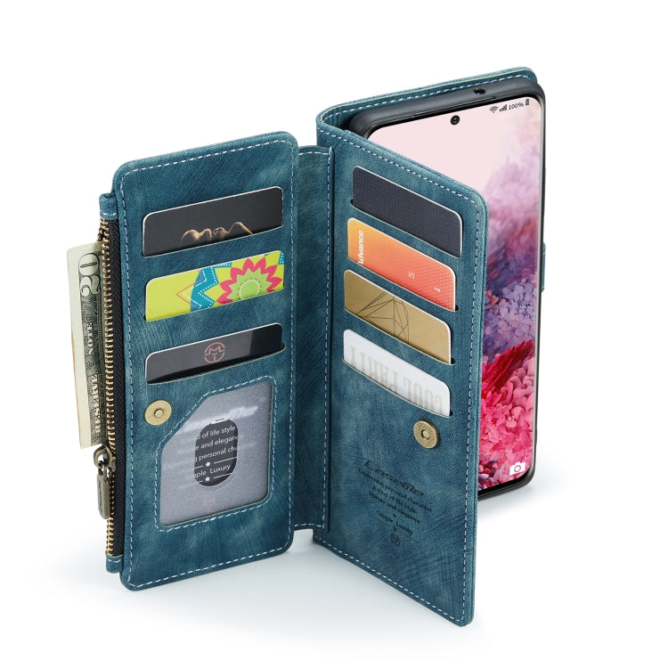 For Samsung Galaxy S20 5G CaseMe-C30 PU + TPU Multifunctional Horizontal Flip Leather Case with Holder & Card Slot & Wallet & Zipper Pocket(Blue) - Galaxy Phone Cases by CaseMe | Online Shopping South Africa | PMC Jewellery | Buy Now Pay Later Mobicred