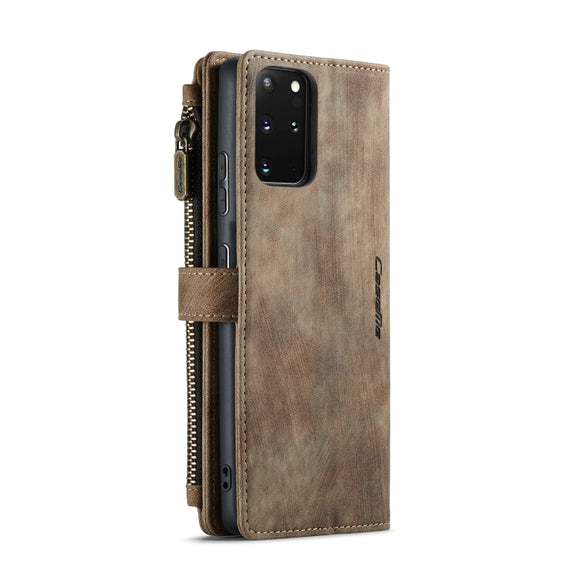 For Samsung Galaxy S20+ 5G CaseMe-C30 PU + TPU Multifunctional Horizontal Flip Leather Case with Holder & Card Slot & Wallet & Zipper Pocket(Brown)