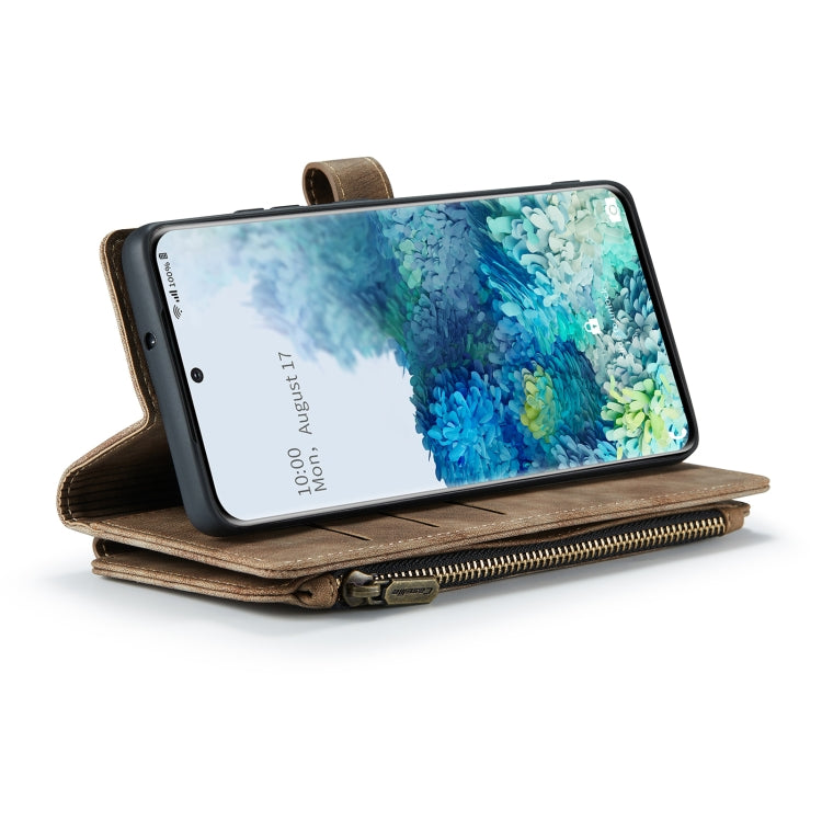 For Samsung Galaxy S20+ 5G CaseMe-C30 PU + TPU Multifunctional Horizontal Flip Leather Case with Holder & Card Slot & Wallet & Zipper Pocket(Brown)