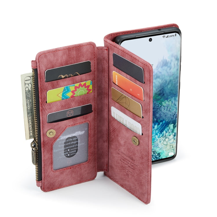 For Samsung Galaxy S20+ 5G CaseMe-C30 PU + TPU Multifunctional Horizontal Flip Leather Case with Holder & Card Slot & Wallet & Zipper Pocket(Red) - free shipping - PMC Jewellery - Order now!