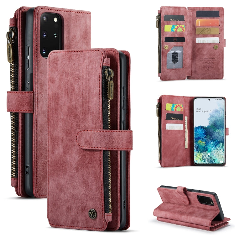 For Samsung Galaxy S20+ 5G CaseMe-C30 PU + TPU Multifunctional Horizontal Flip Leather Case with Holder & Card Slot & Wallet & Zipper Pocket(Red) - free shipping - PMC Jewellery - Order now!