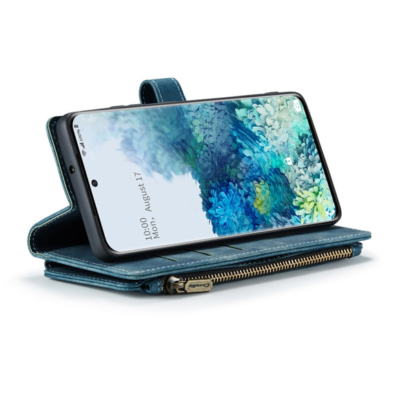 For Samsung Galaxy S20+ 5G CaseMe-C30 PU + TPU Multifunctional Horizontal Flip Leather Case with Holder & Card Slot & Wallet & Zipper Pocket(Blue)