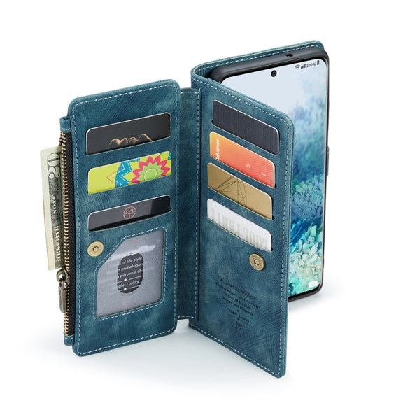For Samsung Galaxy S20+ 5G CaseMe-C30 PU + TPU Multifunctional Horizontal Flip Leather Case with Holder & Card Slot & Wallet & Zipper Pocket(Blue)