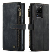 For Samsung Galaxy S20 Ultra 5G CaseMe-C30 PU + TPU Multifunctional Horizontal Flip Leather Case with Holder & Card Slot & Wallet & Zipper Pocket(Black)