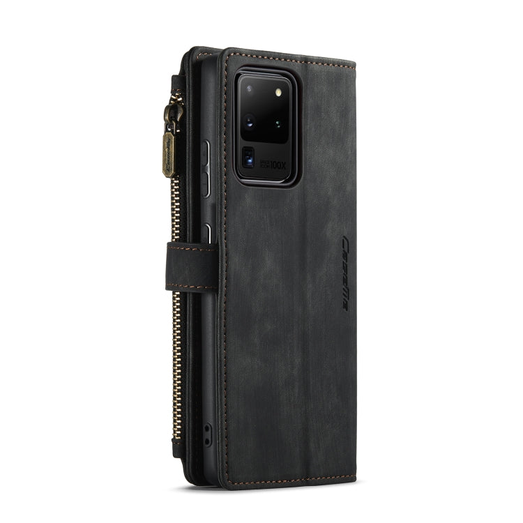 For Samsung Galaxy S20 Ultra 5G CaseMe-C30 PU + TPU Multifunctional Horizontal Flip Leather Case with Holder & Card Slot & Wallet & Zipper Pocket(Black)