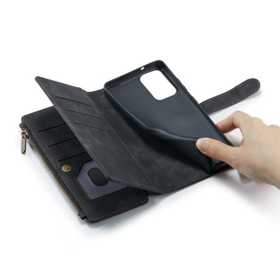 For Samsung Galaxy S20 Ultra 5G CaseMe-C30 PU + TPU Multifunctional Horizontal Flip Leather Case with Holder & Card Slot & Wallet & Zipper Pocket(Black)