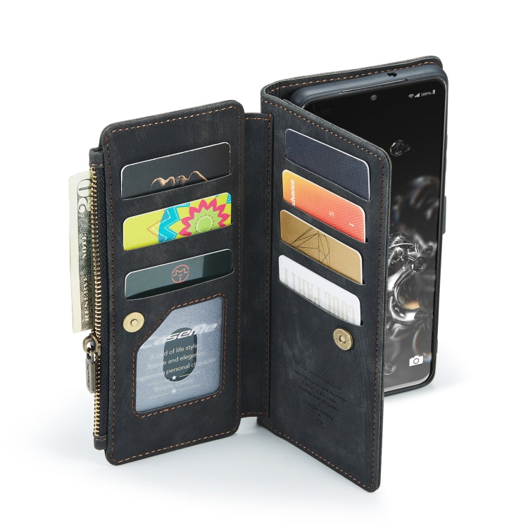 For Samsung Galaxy S20 Ultra 5G CaseMe-C30 PU + TPU Multifunctional Horizontal Flip Leather Case with Holder & Card Slot & Wallet & Zipper Pocket(Black) - free shipping - PMC Jewellery - Order now!