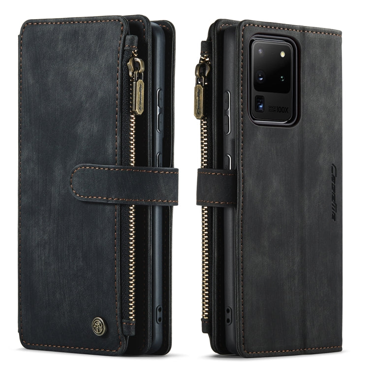 For Samsung Galaxy S20 Ultra 5G CaseMe-C30 PU + TPU Multifunctional Horizontal Flip Leather Case with Holder & Card Slot & Wallet & Zipper Pocket(Black) - free shipping - PMC Jewellery - Order now!