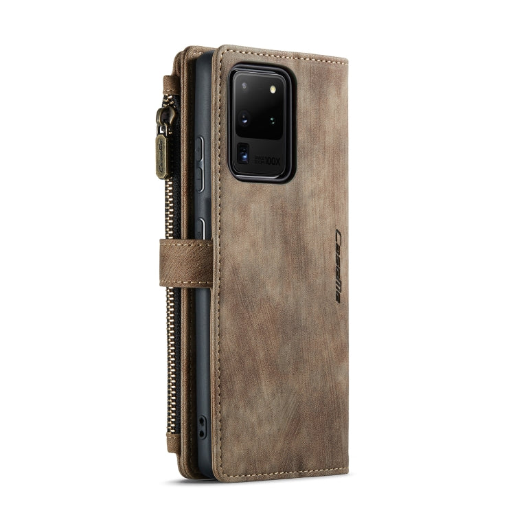 For Samsung Galaxy S20 Ultra 5G CaseMe-C30 PU + TPU Multifunctional Horizontal Flip Leather Case with Holder & Card Slot & Wallet & Zipper Pocket(Brown) - Galaxy Phone Cases by CaseMe | Online Shopping South Africa | PMC Jewellery | Buy Now Pay Later Mobicred