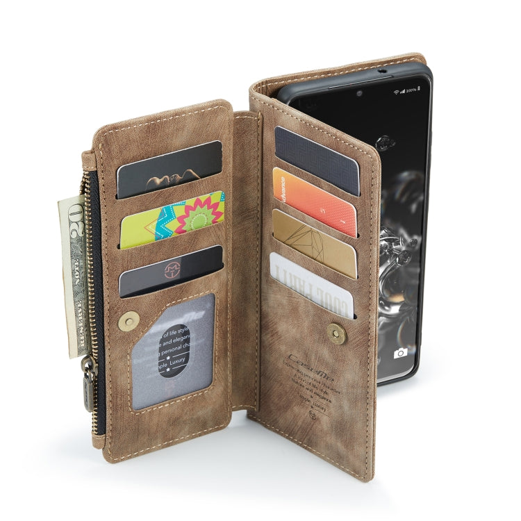 For Samsung Galaxy S20 Ultra 5G CaseMe-C30 PU + TPU Multifunctional Horizontal Flip Leather Case with Holder & Card Slot & Wallet & Zipper Pocket(Brown)