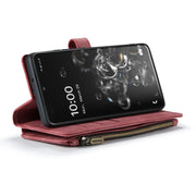 For Samsung Galaxy S20 Ultra 5G CaseMe-C30 PU + TPU Multifunctional Horizontal Flip Leather Case with Holder & Card Slot & Wallet & Zipper Pocket(Red)