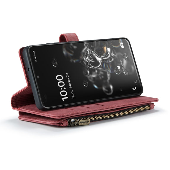 For Samsung Galaxy S20 Ultra 5G CaseMe-C30 PU + TPU Multifunctional Horizontal Flip Leather Case with Holder & Card Slot & Wallet & Zipper Pocket(Red)