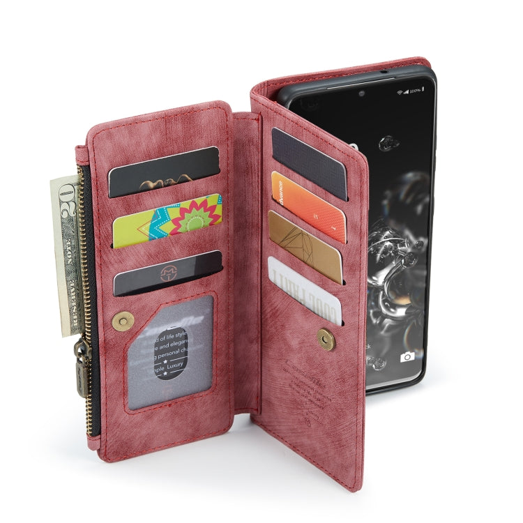For Samsung Galaxy S20 Ultra 5G CaseMe-C30 PU + TPU Multifunctional Horizontal Flip Leather Case with Holder & Card Slot & Wallet & Zipper Pocket(Red)