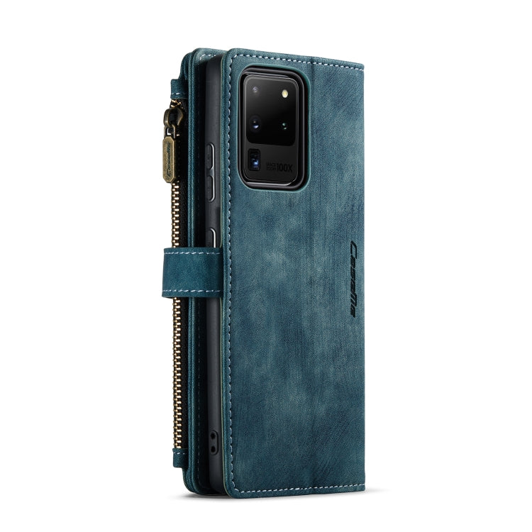 For Samsung Galaxy S20 Ultra 5G CaseMe-C30 PU + TPU Multifunctional Horizontal Flip Leather Case with Holder & Card Slot & Wallet & Zipper Pocket(Blue)