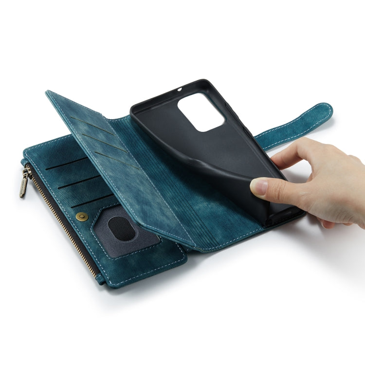 For Samsung Galaxy S20 Ultra 5G CaseMe-C30 PU + TPU Multifunctional Horizontal Flip Leather Case with Holder & Card Slot & Wallet & Zipper Pocket(Blue)