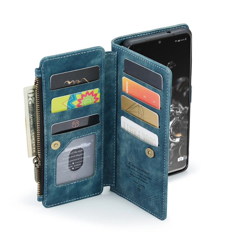 For Samsung Galaxy S20 Ultra 5G CaseMe-C30 PU + TPU Multifunctional Horizontal Flip Leather Case with Holder & Card Slot & Wallet & Zipper Pocket(Blue) - free shipping - PMC Jewellery - Order now!