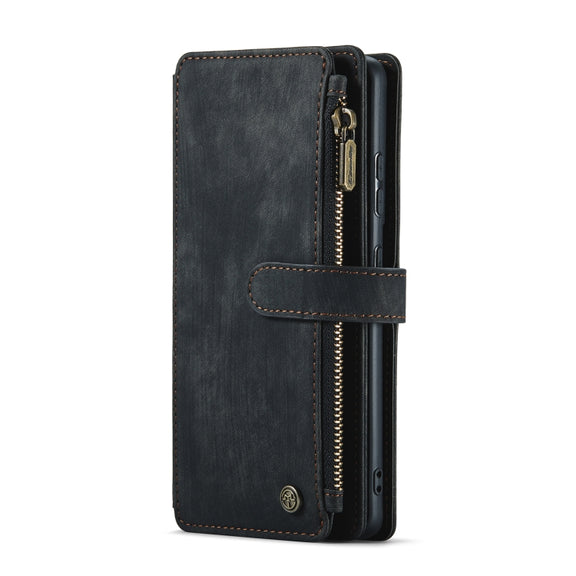 For Samsung Galaxy S20 FE CaseMe-C30 PU + TPU Multifunctional Horizontal Flip Leather Case with Holder & Card Slot & Wallet & Zipper Pocket(Black)
