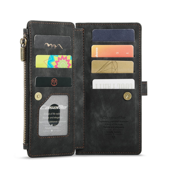 For Samsung Galaxy S20 FE CaseMe-C30 PU + TPU Multifunctional Horizontal Flip Leather Case with Holder & Card Slot & Wallet & Zipper Pocket(Black)