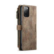 For Samsung Galaxy S20 FE CaseMe-C30 PU + TPU Multifunctional Horizontal Flip Leather Case with Holder & Card Slot & Wallet & Zipper Pocket(Brown)