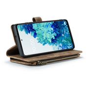 For Samsung Galaxy S20 FE CaseMe-C30 PU + TPU Multifunctional Horizontal Flip Leather Case with Holder & Card Slot & Wallet & Zipper Pocket(Brown)