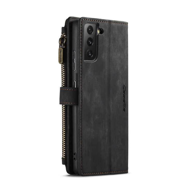 For Samsung Galaxy S21 5G CaseMe-C30 PU + TPU Multifunctional Horizontal Flip Leather Case with Holder & Card Slot & Wallet & Zipper Pocket(Black) - free shipping - PMC Jewellery - Order now!