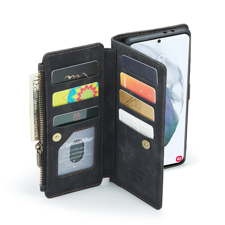 For Samsung Galaxy S21 5G CaseMe-C30 PU + TPU Multifunctional Horizontal Flip Leather Case with Holder & Card Slot & Wallet & Zipper Pocket(Black) - free shipping - PMC Jewellery - Order now!
