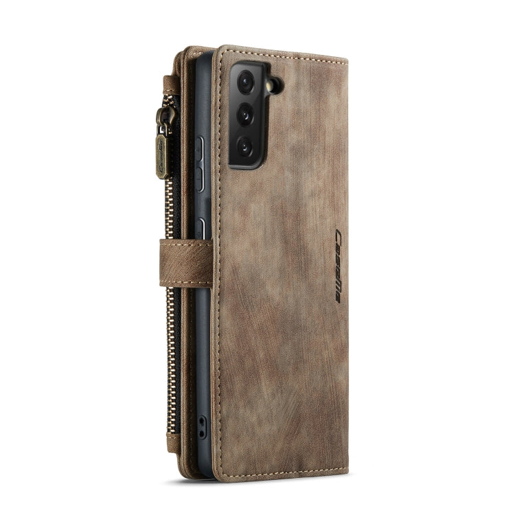 For Samsung Galaxy S21 5G CaseMe-C30 PU + TPU Multifunctional Horizontal Flip Leather Case with Holder & Card Slot & Wallet & Zipper Pocket(Brown) - free shipping - PMC Jewellery - Order now!