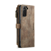 For Samsung Galaxy S21+ 5G CaseMe-C30 PU + TPU Multifunctional Horizontal Flip Leather Case with Holder & Card Slot & Wallet & Zipper Pocket(Brown)