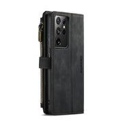 For Samsung Galaxy S21 Ultra 5G CaseMe-C30 PU + TPU Multifunctional Horizontal Flip Leather Case with Holder & Card Slot & Wallet & Zipper Pocket(Black)