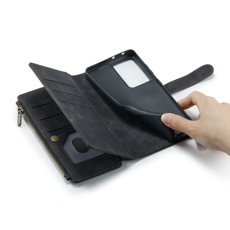 For Samsung Galaxy S21 Ultra 5G CaseMe-C30 PU + TPU Multifunctional Horizontal Flip Leather Case with Holder & Card Slot & Wallet & Zipper Pocket(Black) - free shipping - PMC Jewellery - Order now!