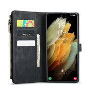 For Samsung Galaxy S21 Ultra 5G CaseMe-C30 PU + TPU Multifunctional Horizontal Flip Leather Case with Holder & Card Slot & Wallet & Zipper Pocket(Black)