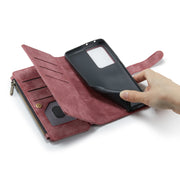 For Samsung Galaxy S21 Ultra 5G CaseMe-C30 PU + TPU Multifunctional Horizontal Flip Leather Case with Holder & Card Slot & Wallet & Zipper Pocket(Red)