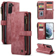 For Samsung Galaxy S21 FE CaseMe-C30 PU + TPU Multifunctional Horizontal Flip Leather Case with Holder & Card Slot & Wallet & Zipper Pocket(Red) - free shipping - PMC TechLife - Order now!