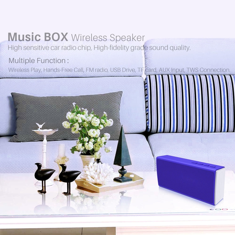 NewRixing NR-5012 Desktop Plating Bluetooth Speakerr, Support Hands-free Call / TF Card / FM / U Disk(Blue) - free shipping - PMC Jewellery - Order now!