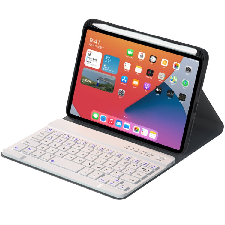 HK006 Square Keys Detachable Bluetooth Keyboard Leather Tablet Case with Holder for iPad mini 6(Black+White) - For iPad mini by PMC TechLife | Online Shopping South Africa | PMC TechLife