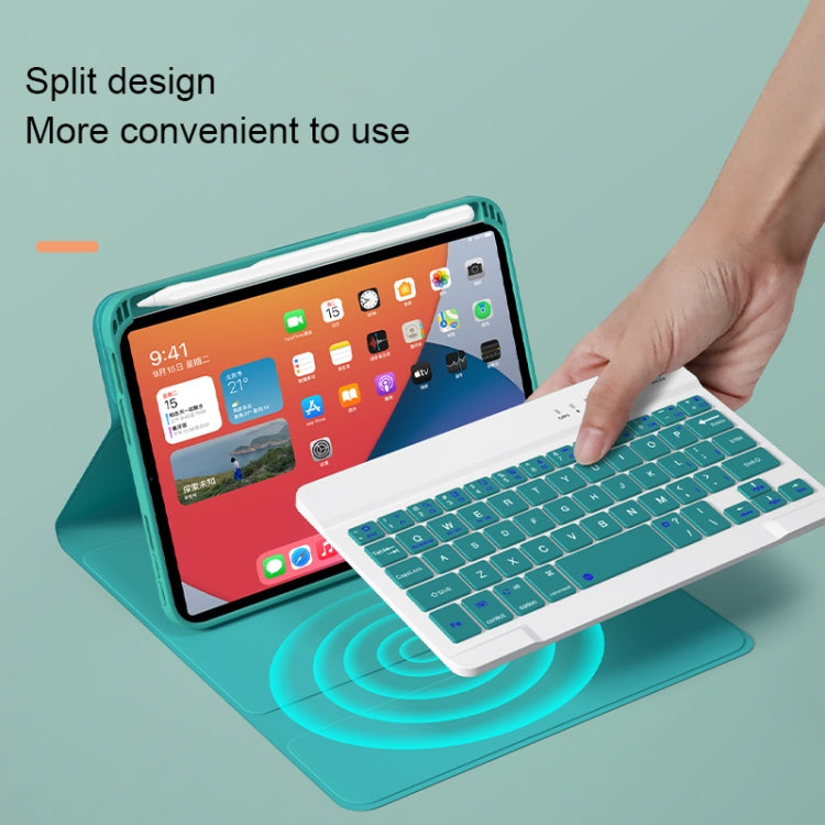 HK006 Square Keys Detachable Bluetooth Keyboard Leather Tablet Case with Holder for iPad mini 6(Dark Green) - free shipping - PMC TechLife - Order now!
