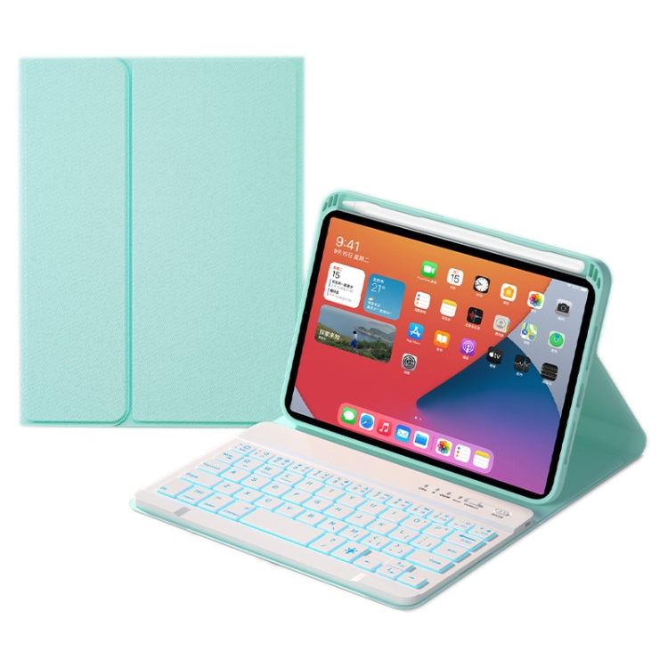 HK006D Square Keys Detachable Bluetooth Solid Color Keyboard Leather Tablet Case with Colorful Backlight & Holder for iPad mini 6(Mint Green) - free shipping - PMC TechLife - Order now!