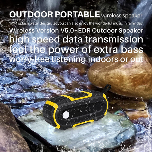 NewRixing NR-5016 Outdoor Splash-proof Water Bluetooth Speaker, Support Hands-free Call / TF Card / FM / U Disk(Yellow)