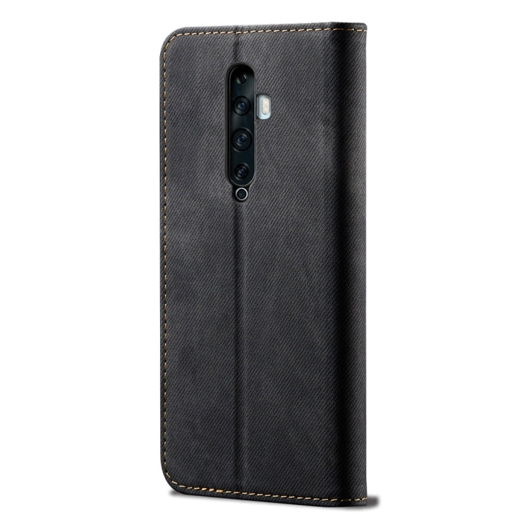 For OPPO Reno 2 Denim Texture Casual Style Horizontal Flip Leather Case with Holder & Card Slots & Wallet(Black) - OPPO Cases by PMC TechLife | Online Shopping South Africa | PMC TechLife | Buy Now Pay Later Mobicred