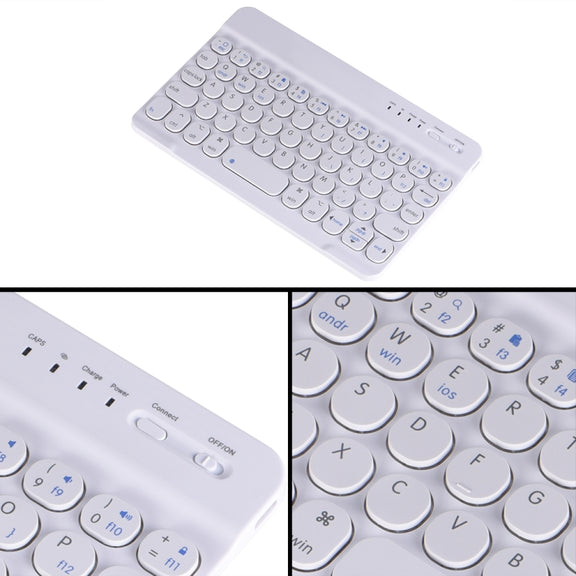 HY006 Round Keys Detachable Bluetooth Keyboard Leather Tablet Case with Holder for iPad mini 6(Pink)